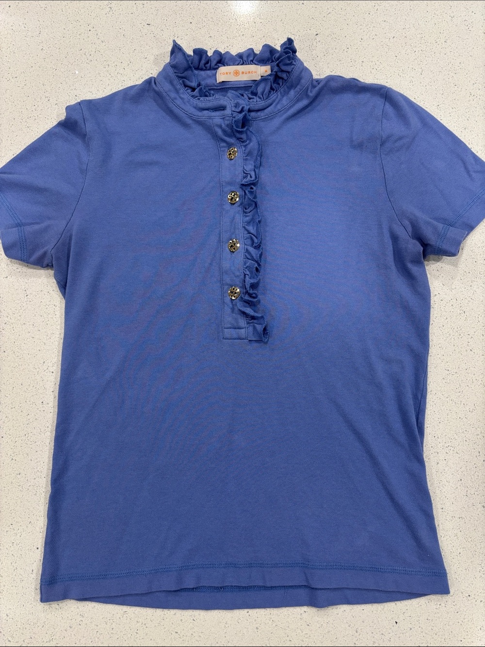 Tory Burch Women’s Lidia Ruffle Top - Blue Medium